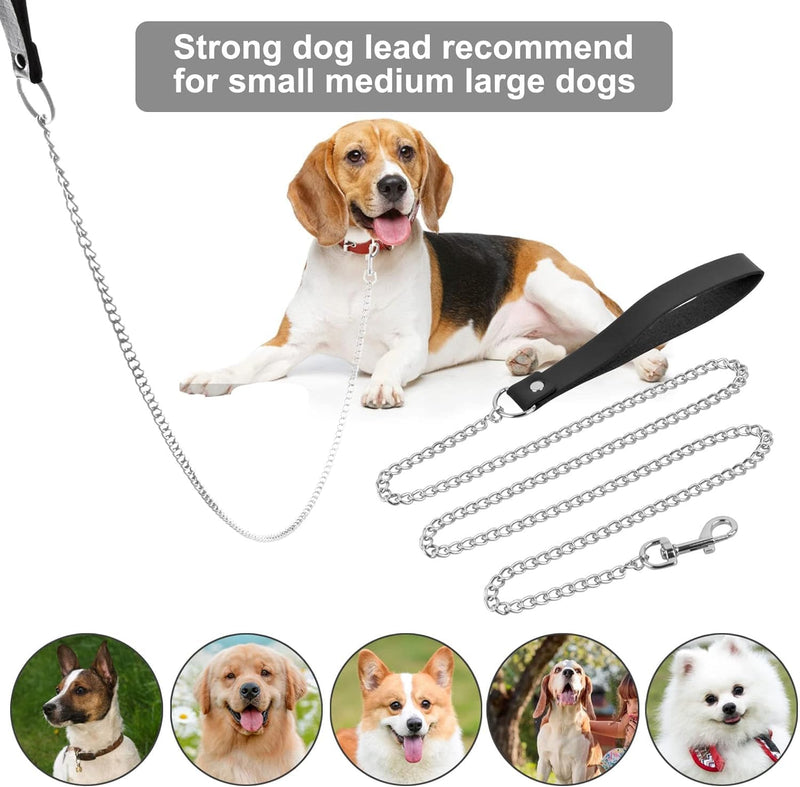 Chain Heavy Duty Metal Dog Leash, 6FTx3mm Chew Proof Pet Leash Chain with Soft Padded Handle for Large & Medium Size Dogs Walking, Training and Traveling (30-120 lbs) 6FTx3mm (30-120 lbs) - PawsPlanet Australia