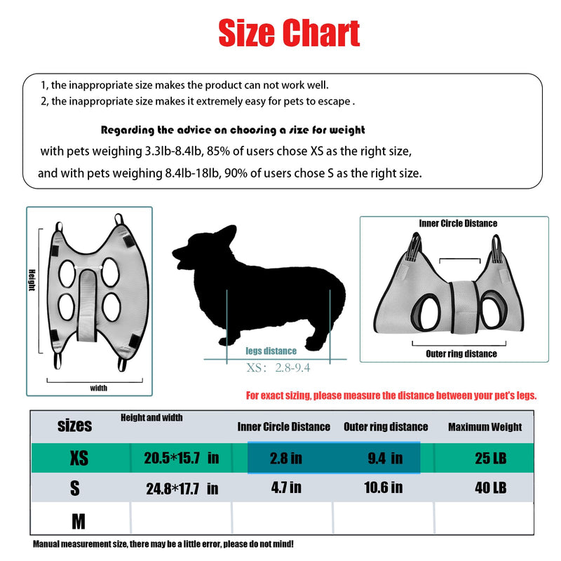 Pet Grooming Hammock with Safety Belt for Nail Clipping, Cat Bathing Bag for Nail Trimming, Dog Grooming Harness (XS, Check Size Chart) XS grey - PawsPlanet Australia