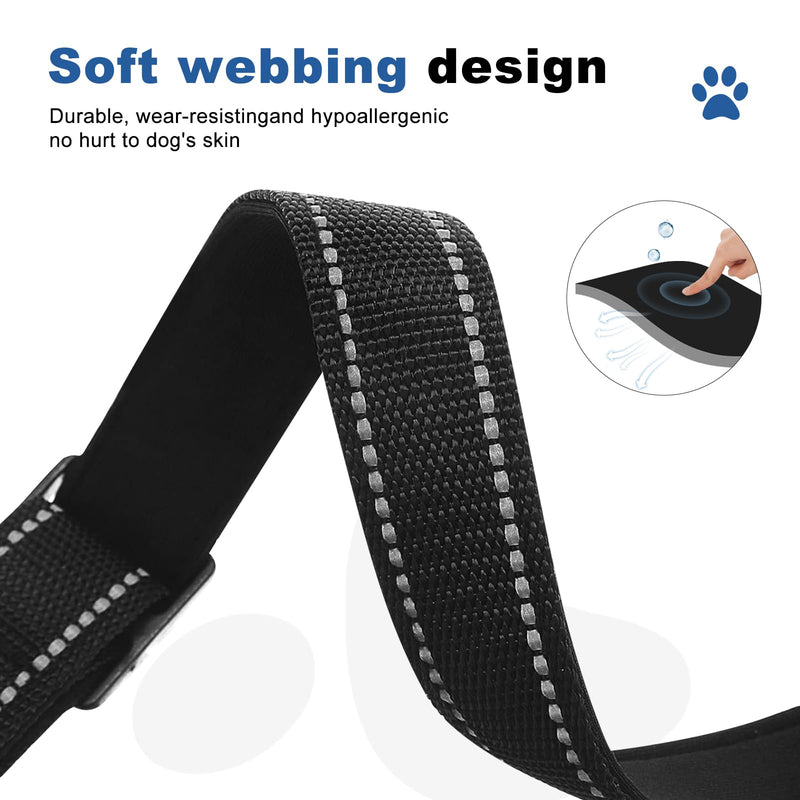 Reflective Martingale Dog Collars. Dog Collar with Quick Release Buckle. Adjustable Soft Padded Breathable Nylon Pet Collar Suitable for Puppies for Small Medium Large Dogs. M:1"Wind for 14.5"-19.5"Neck Black - PawsPlanet Australia