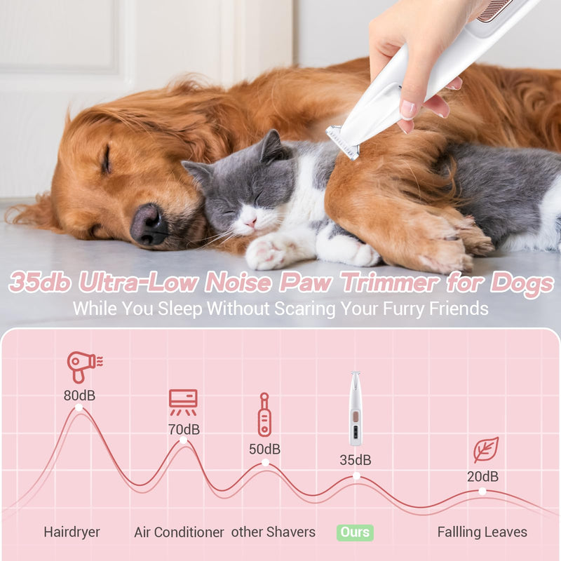 Paw Trimmer, Electric Dog Trimmer for Paws, Pet Paw Trimmer, Zentric Pet Micro Precision Trimmer, Rechargeable Dog Paw Hair Trimmer with Led Light Low Noise Waterproof - PawsPlanet Australia