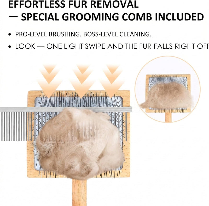 Dog Slicker Brush for Dogs, Long Hair Doodle Brush, Wooden Dog Brush Grooming Tools for Cockapoo Poodles Goldendoodles, Labradoodles, Large Long Pins and Pet Comb, Wood - PawsPlanet Australia