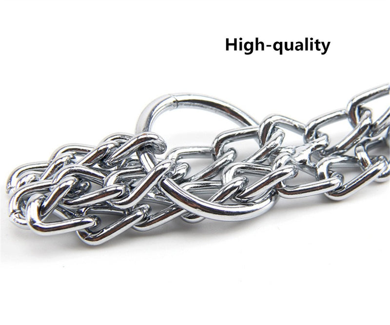 JWPC Dog Chain Collar Pet Iron Metal Double Chain Row Neck Leash Gear Choke Chain Walking Training for Small Medium Large Dogs 22"(55cm)