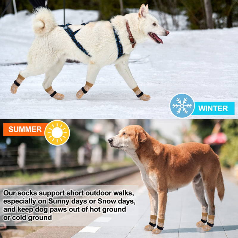 BEAUTYZOO Dog Socks to Prevent Licking for Hardwood Floors -Dog Boots Shoes for Small Medium Large Dogs -Double Side Grips Traction Control Anti Slip Socks for Puppy Doggie Senior Dog, Paw Protector L Light Khaki - PawsPlanet Australia