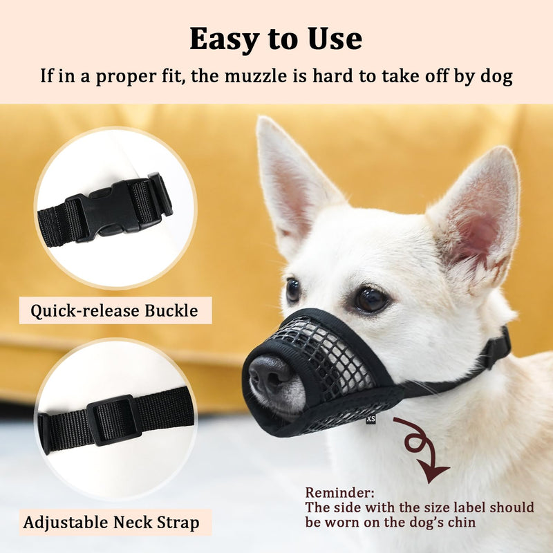 Mayerzon Dog Muzzle, Soft Mesh Muzzles for Small Medium Large Dogs Chihuahua Poodle Husky Labrador Retriever, Breathable Dog Mouth Guard for Biting Chewing Grooming, Allow Panting Drinking(M, Black) M-Snout (7¼”-8”) - PawsPlanet Australia