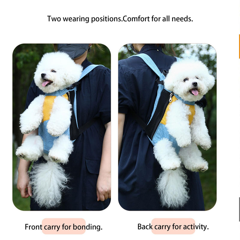 Lightweight Pet Backpack Carrier for Small Dogs & Cats - Easy-Fit Adjustable Straps, Basic Legs-Out Design, Durable for Daily Use (Fits Pets Under 15lb) (Yellow-White Color-Blocked, Small) Yellow-white color-blocked Small(3.3lb-5.5lb) - PawsPlanet Australia