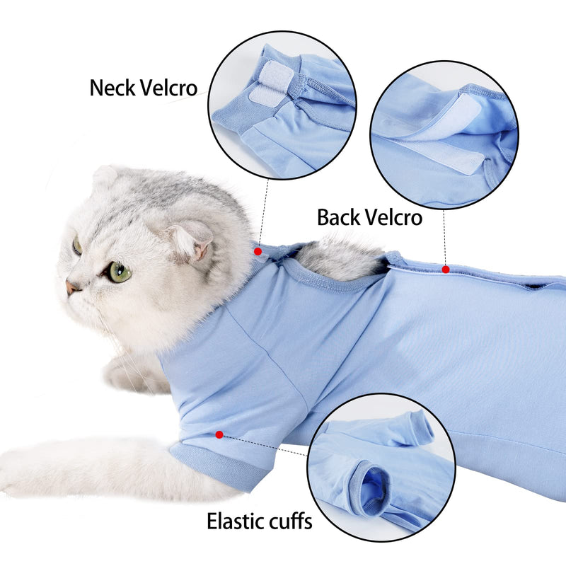 Cat Recovery Suit After Surgery, Pet Recovery Wear for Abdominal Wounds Cat Onesie Cone E-Collar Alternative,Blue S Blue - PawsPlanet Australia