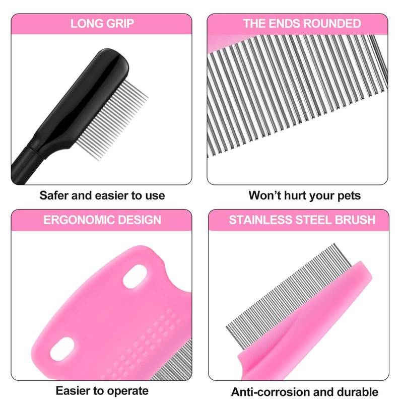 5 Pieces Dog Eye Combs Tear Stain Remover Combs Pet Grooming Comb for Small Dogs Gently Removing Eye Mucus and Crust (Pink, Black) Pink, Black - PawsPlanet Australia