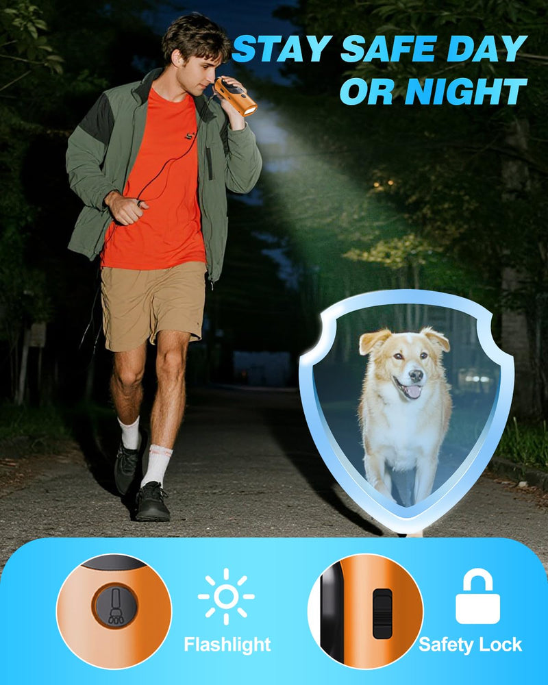 2025 Ultrasonic Dog Bark Deterrent Devices with 3 Emitters & SOS Flashlight, Humane Anti-Bark Trainer, 50FT Range, 90-Day Battery, Multi-Mode Rechargeable Dog Deterrent for Indoor & Outdoor Use Orange - PawsPlanet Australia