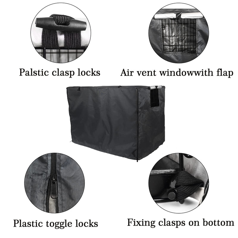 Dog Crate Cover 36 inch - Double Door, Dog Kennel Indoor, Waterproof Dog Kennel Cover with Air Vent Window, for Indoor/Outdoor Most Wire Dog Crate(Black) 36.0"L x 23.0"W x 25.0"H Black - PawsPlanet Australia