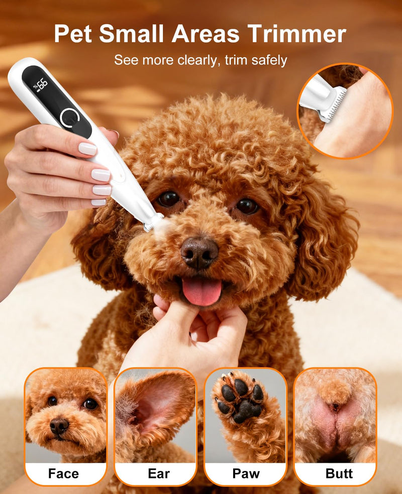 Dog Paw Trimmer - Dog Grooming Kit with LED Display, 35dB Ultra-Low Noise Paw Trimmer for Dog's feet, Nail Clippers Set, Cordless Electric Pet Grooming Clippers for Paws, Ears, Face, Rump