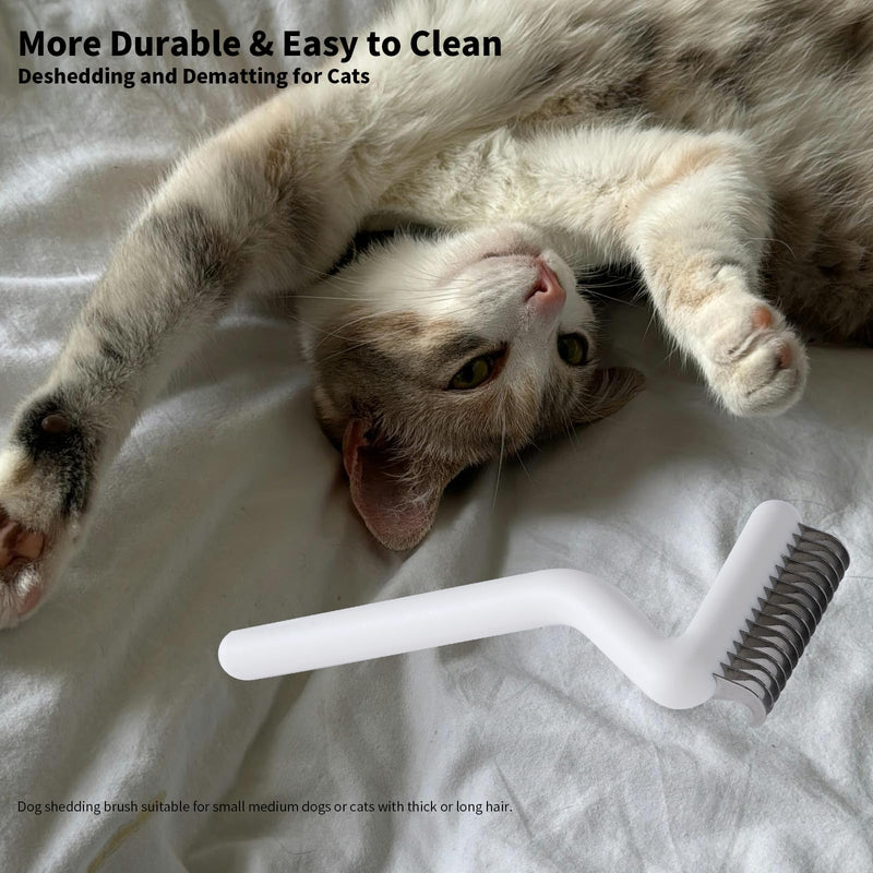 Cat Brush for Long Haired Cats & Indoor Cats, Dog Brush for Shedding & Grooming, Deshedding Dog Brush Dematting Comb for Dogs Remove Loose Hair & Matted Fur, Pet Undercoat Rake, White - PawsPlanet Australia