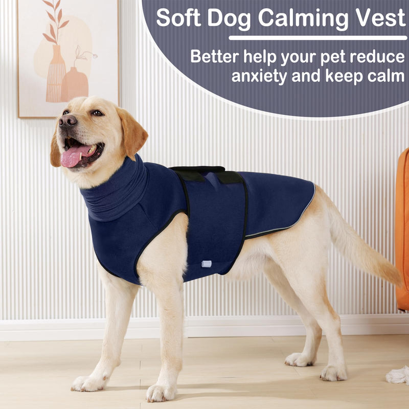 KOESON Dog Anxiety Vest, Thunder Jacket for Large Dogs Calming Jacket with Hoodie, Dog Anxiety Jacket for Fireworks, Separation, Anti-Anxiety Dog Hoodies for Noise Block & Ear Protection Blue 2XL XX-Large NavyBlue - PawsPlanet Australia