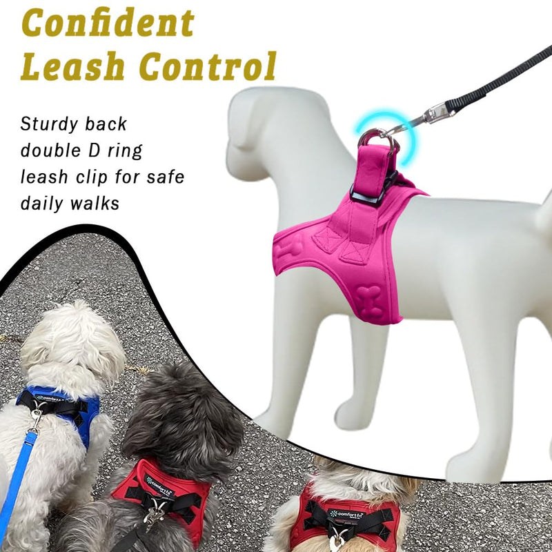 Comfort fit Step-in Dog & Puppy Harness - Comfortable All Weather Dog Vest Harness: Adjustable, Soft Padded, Easy to Put-on for Small, Medium-Sized Dogs (Plush Both Side Velvet) S (Chest 14.5"-17") Pink Plush - PawsPlanet Australia