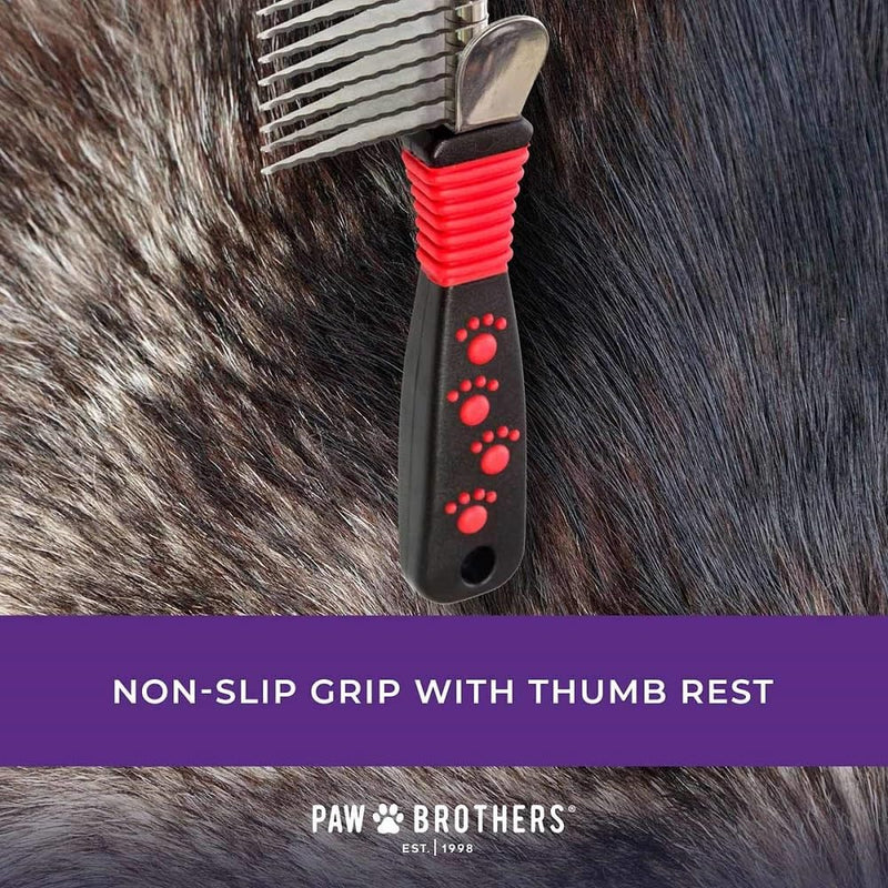 RYAN'S PET SUPPLIES Paw Brothers 8-Blade Dematting Brush, Comb Tool for Dog Grooming, Stainless Steel Blades, Comfort Grip, Gentle on Skin, Doodles, Poodles, Rake for Matted Fur Removal - PawsPlanet Australia
