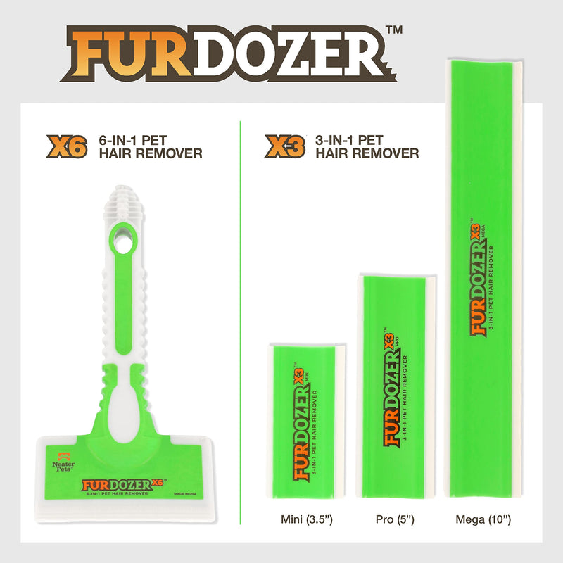 FurDozer X3 PRO Pet Hair Remover & Auto Detailing Tool - Cat & Dog Hair Remover for Carpets, Car Interiors, Couches, Bedding, & Pet Furniture - Reusable Pet Hair Removal Tool for Dog Fur & Lint, 5" X3 PRO - 5" Long - PawsPlanet Australia