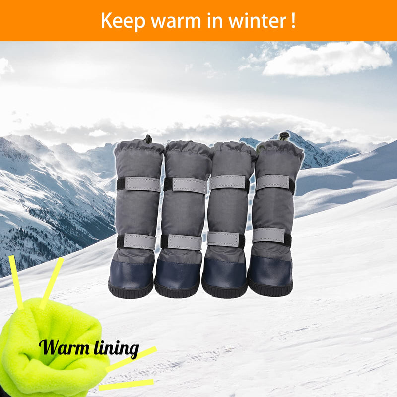 & Dog Rain Boots with Waterproof Material , Dog Winter Boots Keeps Your Pet Warm, Reflective Straps and Anti-Slip Sole, Dog Snow Boots for Snowy Day( 4PCS/Set ) S(Insole width: 2.0'')