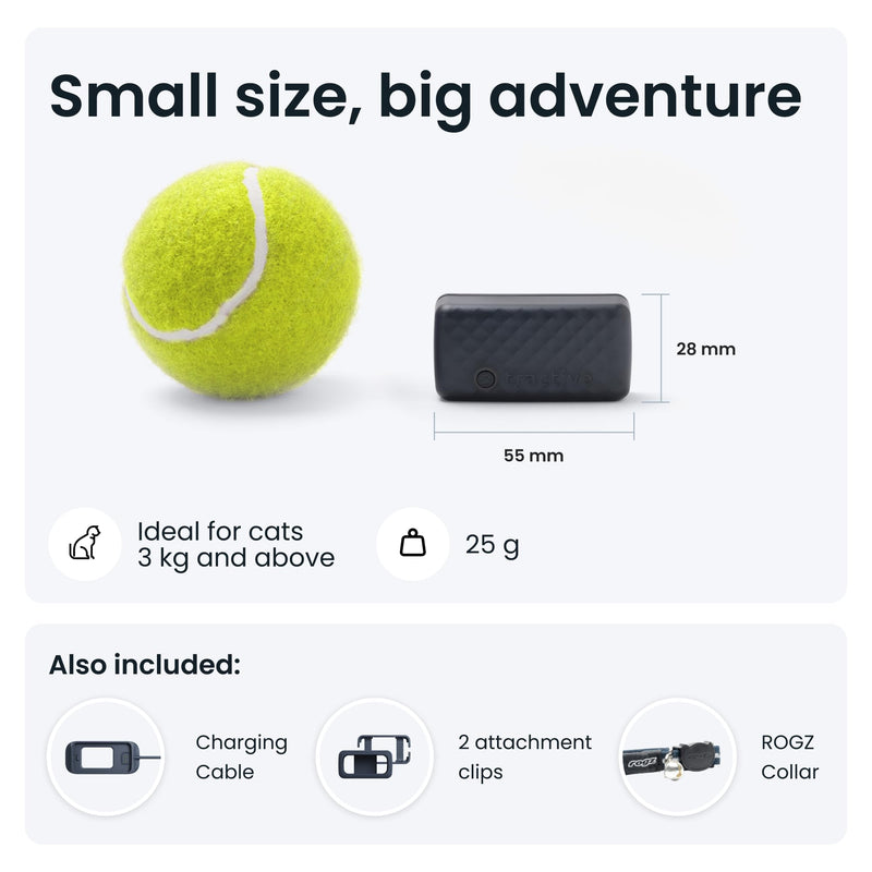 Tractive Smart Cat Tracker Mini | #1 Cat GPS | Real-Time Location Tracking | Territory & Location History | Safety Collar included (Dark Blue) Cat tracker (Dark Blue) - PawsPlanet Australia
