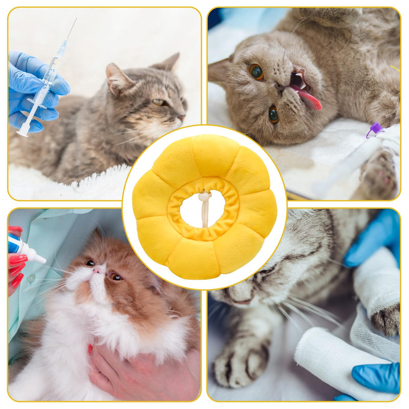 Sunflower Cat Recovery Cone, Adjustable Pet Elizabethan Collar for Cats &Puppy, Soft Cone for Cats After Surgery to Stop Licking, Cat Neck Pillow for Sleeping, Easy to Clean (Yellow, M) Yellow, M - PawsPlanet Australia