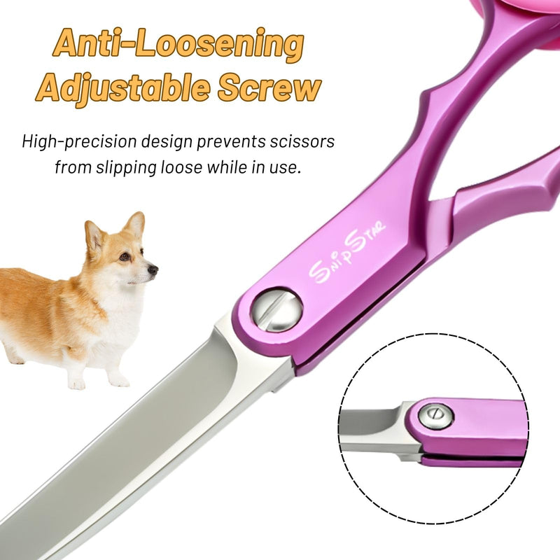 6.75in 30° Curved Dog Grooming Scissors Professional, Japanese VG10 Stainless Steel Sharp Scissors for Dog Grooming, Lightweight Ergonomic Trimming Shears for Face and Paws Cut, Cat Pet Groomer, Red 6.75 inch - PawsPlanet Australia