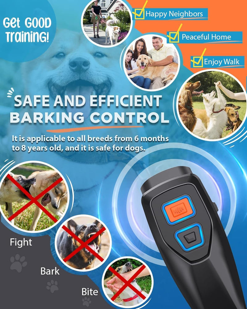 Dog Bark Deterrent Device, Ultrasonic Dog Trainer with 3 Modes, 50ft Range Anti Barking Device, Stops Unwanted Barking & Improves Dog Behavior, Dog WhistleSafe for Indoor Outdoor Use(Black)