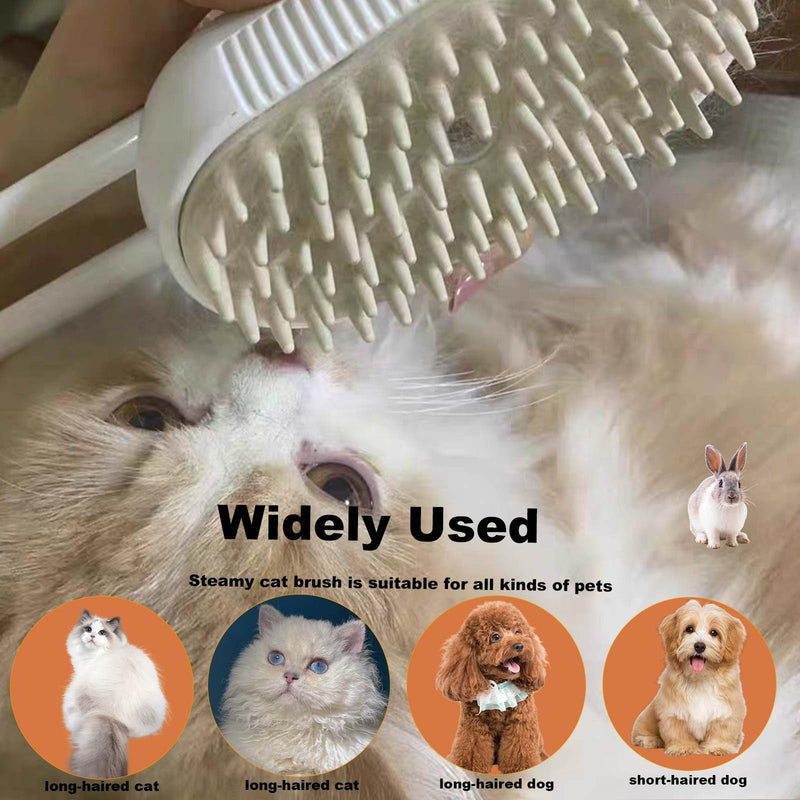 Cat Grooming Brush, 3 In1 Pet Spray Hair Comb Silicone Massage Brush Rechargeable Steam Comb Foldable Handle Spray Steam Brush Sheds Loose Hair Removing Pet Hair Tangled Cleaning Comb for Cats Dogs Coffee - PawsPlanet Australia