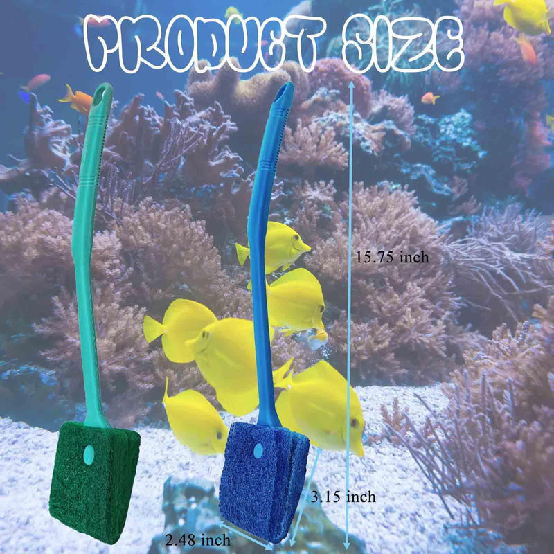 2 PCS Aquarium Fish Tank Brush, Aquarium Fish Tank Algae Cleaning Brush with Non-Slip Handle, Sponge Scrubber Cleaner for Glass Aquariums and Home Kitchen - PawsPlanet Australia