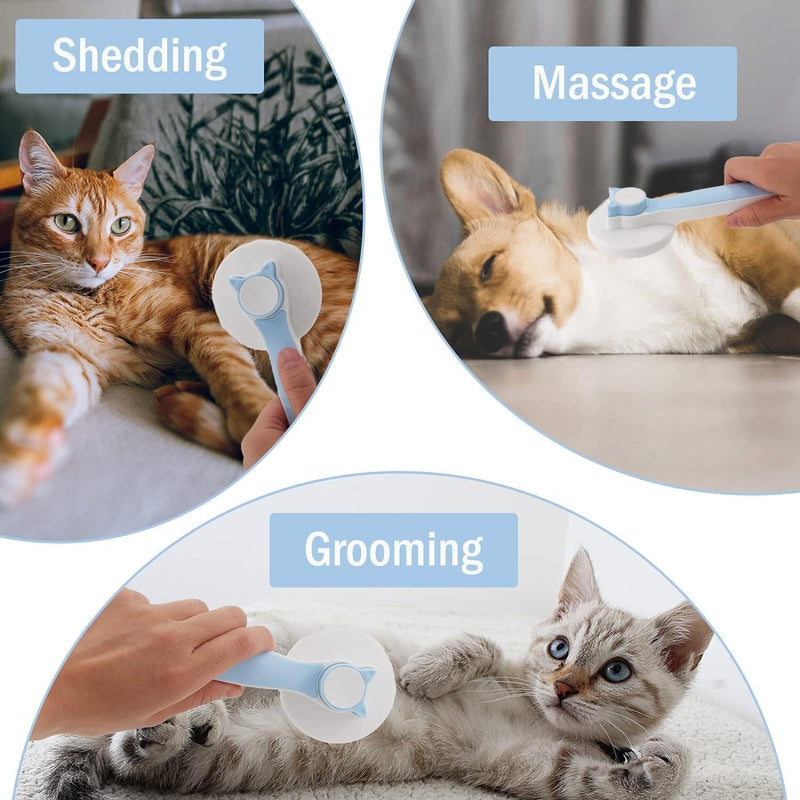 Pet Grooming Brush - Gentle Slicker for Removing Loose Undercoat, Suitable for Cats and Dogs (Blue) Blue - PawsPlanet Australia