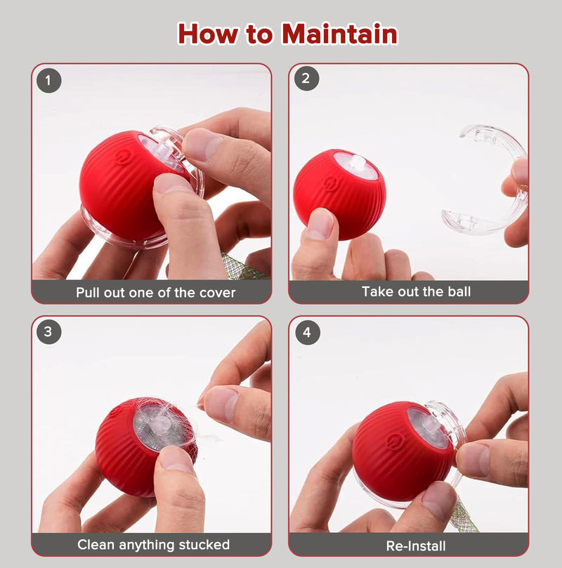 Interactive Cat Toys for Indoor Cats, Motion Activated Cat Ball with 3 Speeds, 2 Replaceable Tails, Safe Material Kitten Toys, USB Charging, 360° Smart Rolling Ball for Bored Adult Cats and Dogs - PawsPlanet Australia