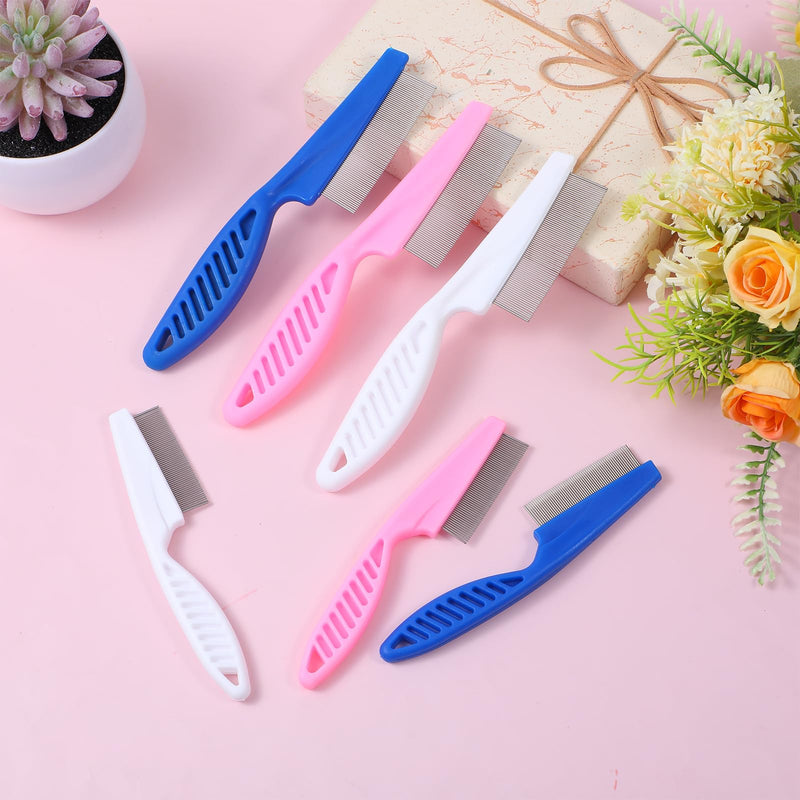 24 Pcs Flea Comb for Dogs and Cats Flea Remover Tool with Stainless Steel Metal Teeth for Detangling Grooming Kit, Pink, Blue and White, 2 Sizes - PawsPlanet Australia