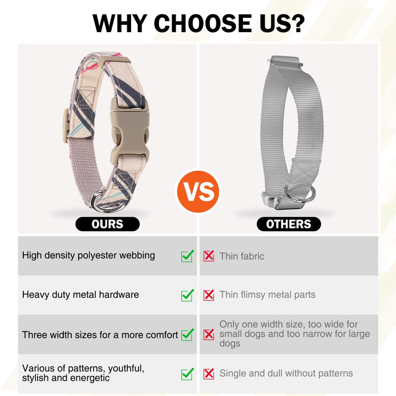 Dog Collar and Leash Set for Small Dogs, Adjustable Soft Puppy Collar with Quick Release Buckle, 5FT Heavy Duty Nylon Matching Leash for Boy Girl Chihuahua, Yorki, Bulldog, Beige XS X-Small(Neck:8.6"-11.8") - PawsPlanet Australia