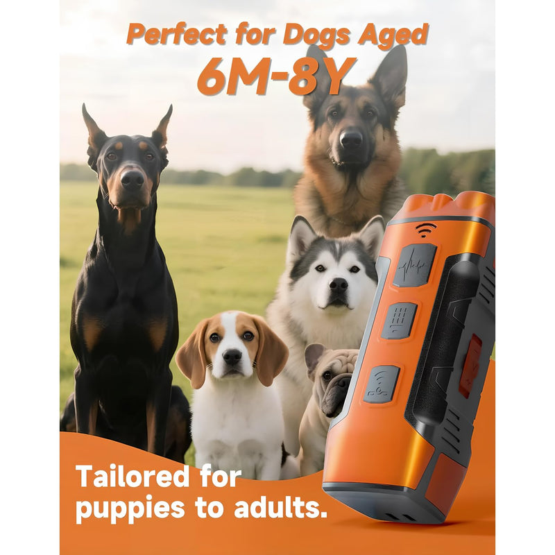Dog Bark Deterrent Devices Rechargeable Ultrasonic Bark Control, 35FT Range Anti-Barking Device for Dogs Training, Safe Effective Indoor Outdoor Use Portable Design, Orange 3X-Orange - PawsPlanet Australia