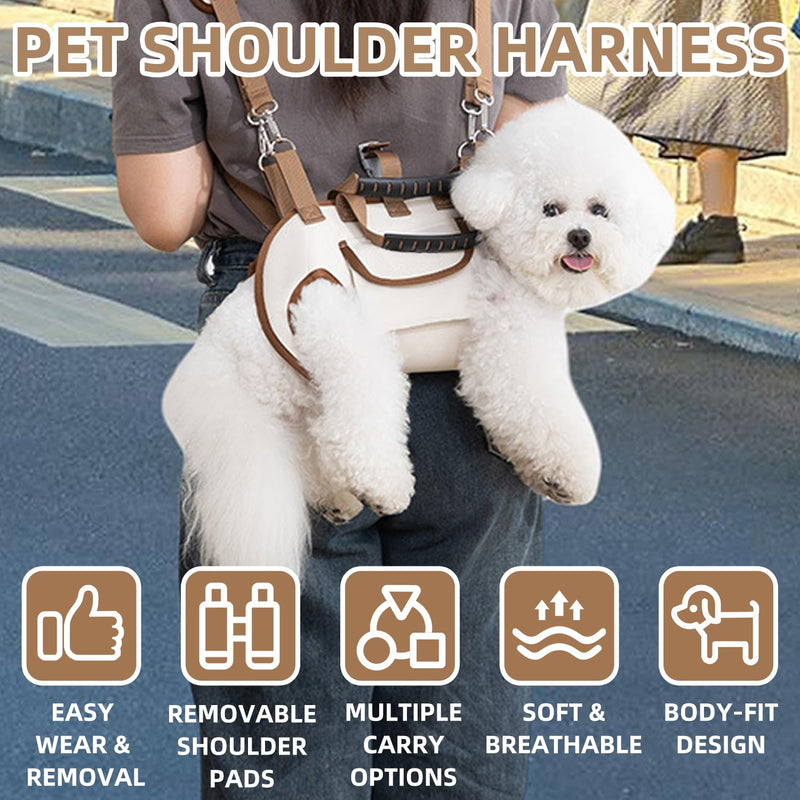 Dog Carrier Backpack for Medium Pets, Breathable Detachable Travel Pet Bag with Adjustable Straps, Portable Hands-Free Dog Cat Carrier Backpack for Hiking, Walking & Camping (M). White Medium (8.82Lbs-14.33Lbs) - PawsPlanet Australia