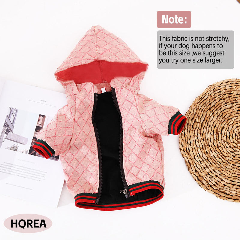 Dog Hoodie Luxury Dog Clothes Winter Puppy Jacket Classic Designer Pet Clothes Coat French Bulldog Teddy Pug Pink XL - PawsPlanet Australia