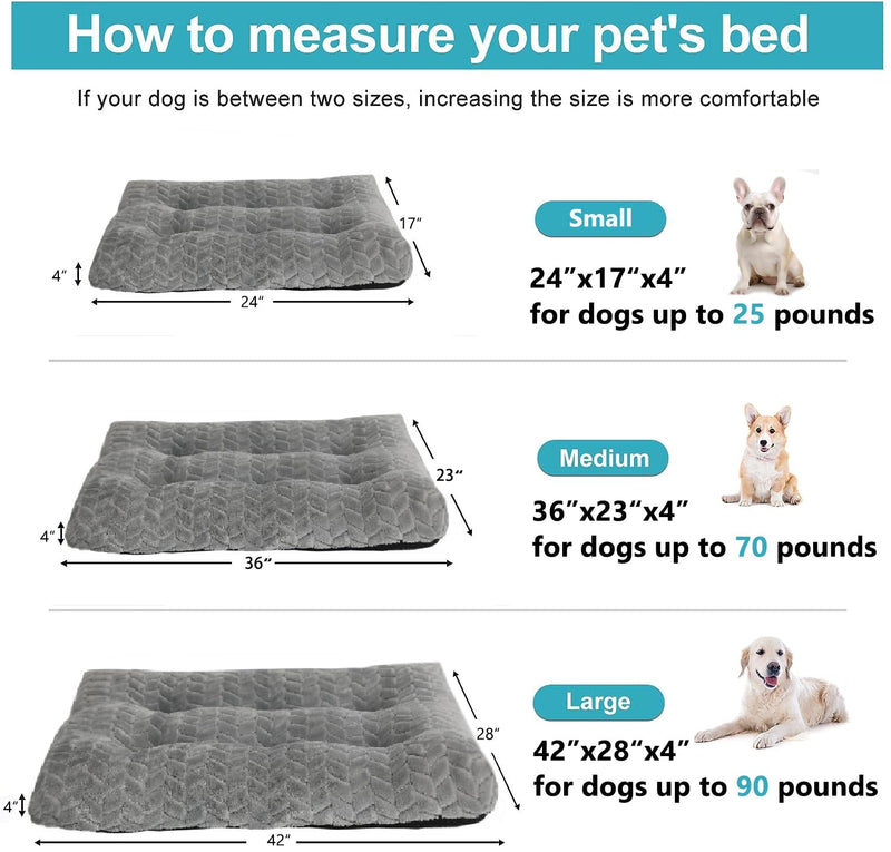 Dog Bed for Small Dogs Crate Washable Ultra Soft 24 inch Puppy Bed with Anti-Slip Pet Pillow Cushion Sleeping Up to 25 lbs Pet or Kitten Kennel Pad,24 x 18 Grey 24"x17"x4" Gray - PawsPlanet Australia
