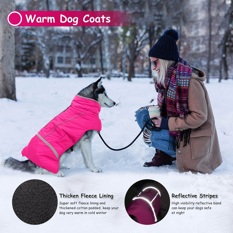 Dogcheer Warm Dog Coat, Fleece Collar Winter Dog Clothes, Reflective Pet Jacket Apparel for Cold Weather, Waterproof Windproof Puppy Snowsuit Vest for Small Medium Large Dogs L(Chest Girth 19.49"-29.3") Pink