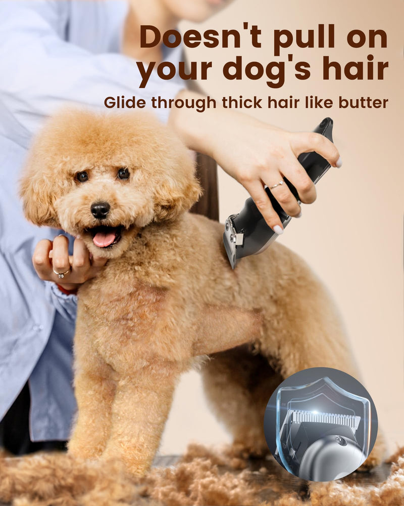Dog Grooming Kit with Dog Paw Trimmer for Heavy Thick Hair, Low Noise Clippers for Grooming with Stainless Steel Blade, Cordless Dog Hair Clippers, Rechargeable Dog Shaver for Pets Cats White - PawsPlanet Australia