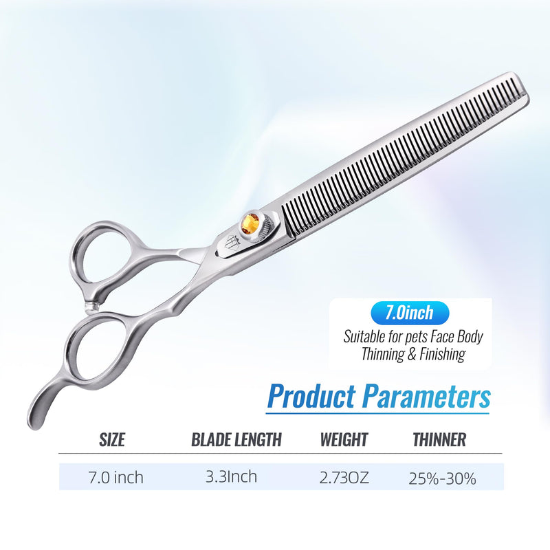 Fenice Professional Dog Grooming Scissors: 7 inch Thinning Shears for Dogs Trimming Made Of Japanese 440C Stainless Steel Yellow Diamond 7.0 inch - PawsPlanet Australia