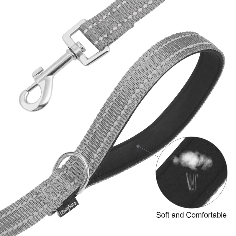 Reflective Nylon Dog Leash for Walking,Strong Dog Leash with Padded Handle for Small and Medium Dogs,5 FT,Grey Grey 3/4" x 5 FT - PawsPlanet Australia