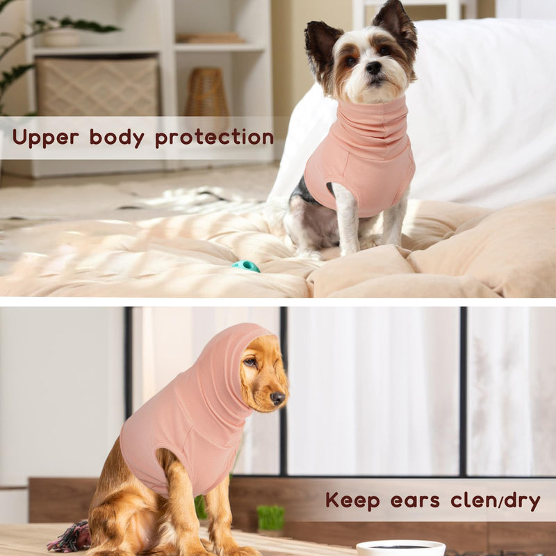 PUMYPOREITY Dog Snood, Medical Shirt Turtleneck Dog Neck Wound Protector Soft Post Op Body Suit Neck And Ear Warmer Cover Head, Base Layer Wearing Under Thicker Coat/Jacket(Flesh Pink, S) Flesh pink