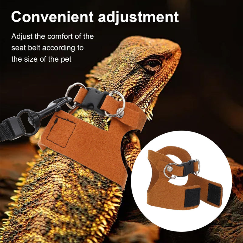 Bearded Dragon Leash and Harness Set - Adjustable Soft Leather Lizard Leash for Reptile, Squirrel, Rat, Small Animal Walking Vest (Brown, 3 Sizes) - PawsPlanet Australia