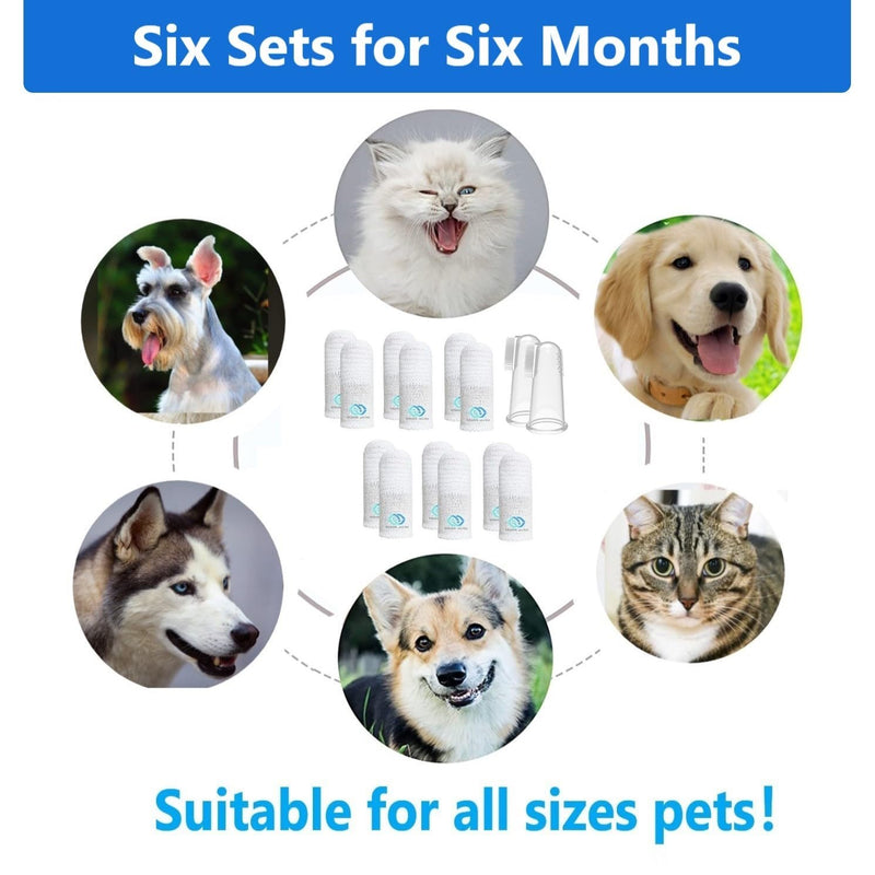 Pet Toothbrush for Small to Large Dogs Cats,Soft High Grade Finger Toothbrush,Teeth Oral Cleaning,Dental Care, 1 Set for Two Fingers White (12) 12