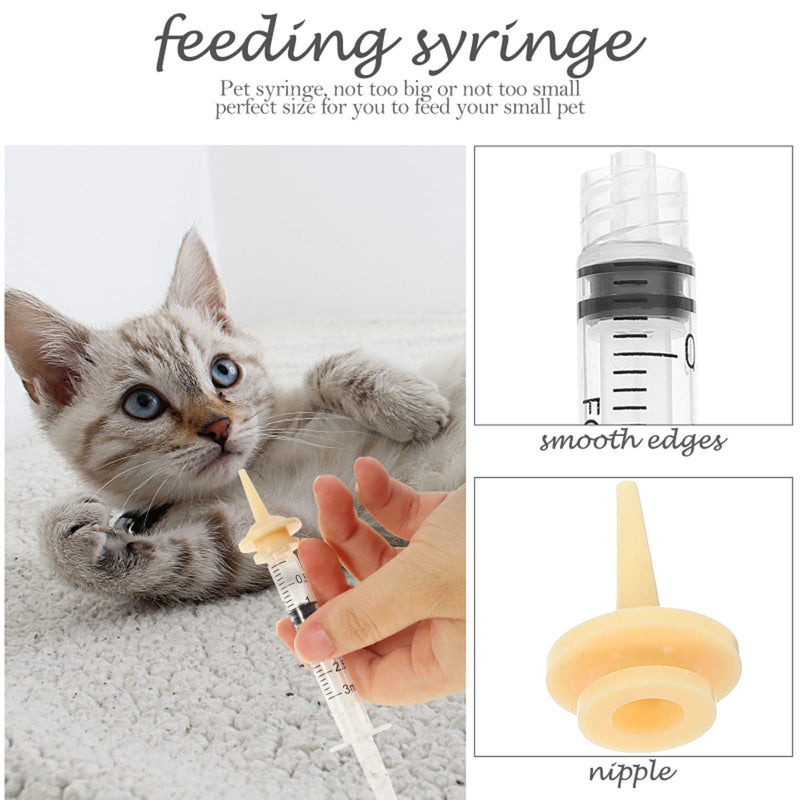 Pet Feeding Syringe with Nipple, Silicone Feeding Tools for Kitten Puppy Feeding Syringe for Newborn Cat Dog Small Animals Rabbits (10ml+30ml) 10ml+30ml - PawsPlanet Australia