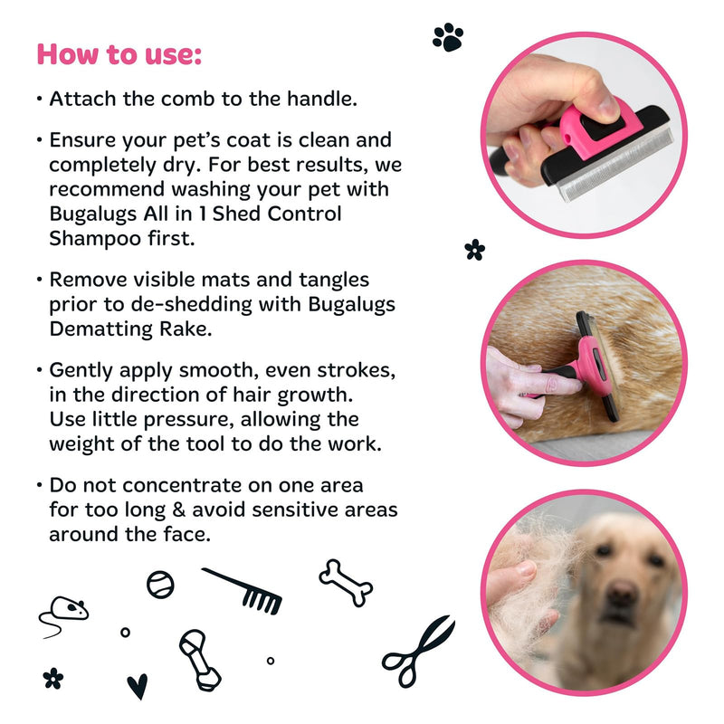 Deshedding brush for dogs, cats, horses & pets. Professional pet comb dog brushes for grooming for short to long hair undercoat rake dog brush. Great Cat brush dog comb that reduces shedding