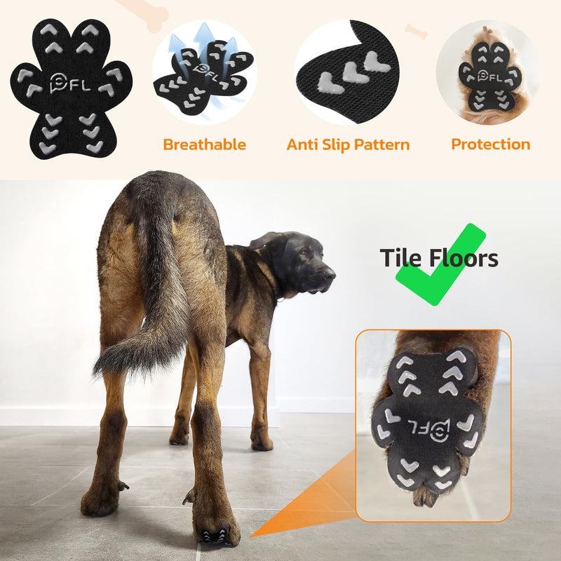 Anti Slip Dog Paw Protector Pads for Senior Dogs, Paw Pads for Dogs Traction, Disposable Self Adhesive Paw Grips for Old Dog on Slippery Hardwood Floor, Black 12 Sets (48pcs) XXL 61-80lbs XXL (61-80lbs) - PawsPlanet Australia