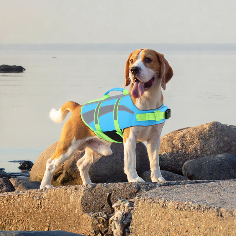 EMUST Dog Life Vests, Adjustable Dog Life Jackets for Small Dogs with Enhanced Buoyancy, Small Dog Flotation Vest with Durable Rescue Handle, NewBlue, XS - PawsPlanet Australia