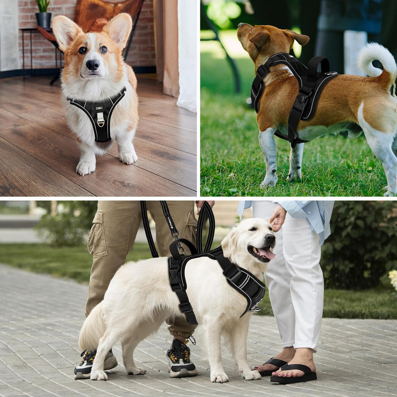 ETACCU Dog Harness for Large Dogs，No Pull Dog Harness with Handle, Front Clip Reflective No-Choke Adjustable Dog Chest Harness with 2 Leash Clips 2 Buckles, Dog Vest Harness, L - PawsPlanet Australia