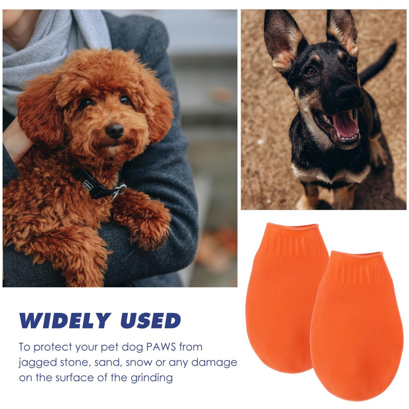 Waterproof Pet Shoes - 4Pcs Non-Slip Durable Dog Boots for Outdoor Protection Rain & Snow Paw Covers for Cats and Dogs Easy on/Off Size Suitable for Small Pets M Orange