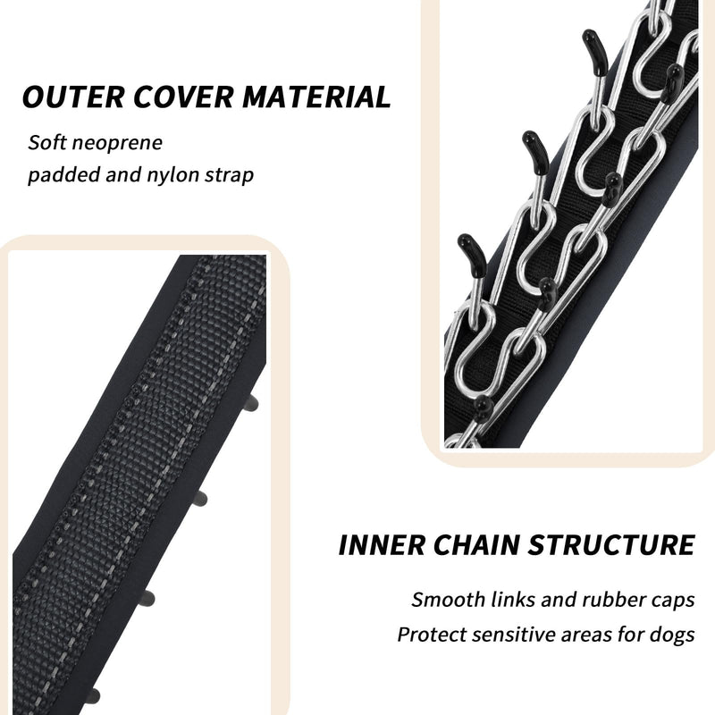 Martingale No Pull Dog Collar for Large Medium Small Dogs, Heavy Duty Nylon Reflective Adjustable Anti Pull Slip Collar with Buckle for Training Walking L Black Black L (19"-26" Neck, 1.5" Wide) - PawsPlanet Australia