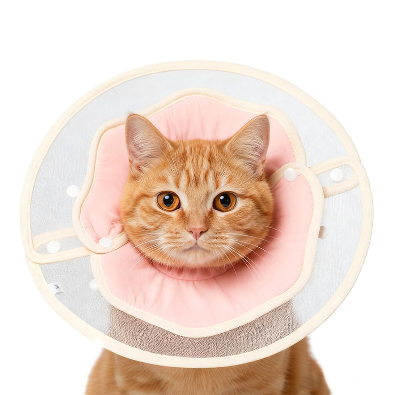 Soft Adjustable Cat Recovery Collar, Lightweight Waterproof Elizabethan Cone for Cats – Comfortable Protective Collar to Prevent Licking After Surgery, Grooming & Skin Care (Pink, L) Pink