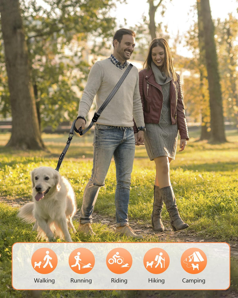 Hands Free Dog Leash, Multifunctional Crossbody Heavy Duty Dog Leash, 9.5 ft Long Dog Leash with Safety Buckle for Medium and Large Dogs Walking, Jogging, Running,Training (5.9-9.5ft). 9.5 Ft-DuckGrey - PawsPlanet Australia